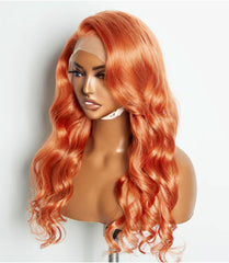 24 Inch Ginger Body Wave Lace Front Wig - 13x4 HD Lace Human Hair Wig 150% Density