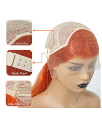 24 Inch Ginger Body Wave Lace Front Wig - 13x4 HD Lace Human Hair Wig 150% Density