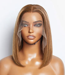 13x4 Lace Front Wig Straight Highlighted - Honey Blonde 18-24 Inch Human Hair