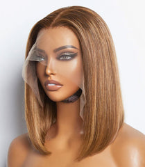 13x4 Lace Front Wig Straight Highlighted - Honey Blonde 18-24 Inch Human Hair