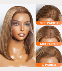 13x4 Lace Front Wig Straight Highlighted - Honey Blonde 18-24 Inch Human Hair