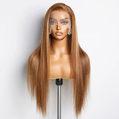 13x4 Lace Front Wig Straight Highlighted - Honey Blonde 18-24 Inch Human Hair