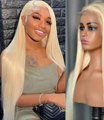 13x4 HD Lace Front Wig #613 Blonde - 200% Density Straight Human Hair Wig Pre-Plucked
