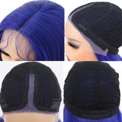13x4 Transparent Lace Front Wig Blue - 12-30 Inch Virgin Human Hair Colored Wig