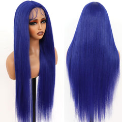 13x4 Transparent Lace Front Wig Blue - 12-30 Inch Virgin Human Hair Colored Wig