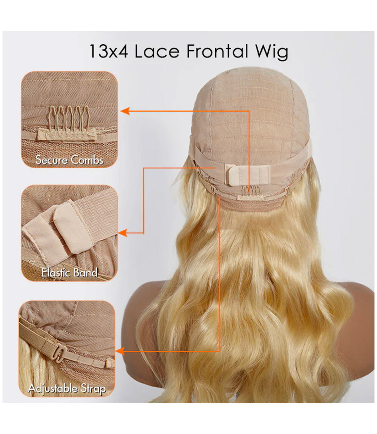 13x4 Lace Front Wig Blonde Body Wave - 16-30 Inch Human Hair Wig 150% Density
