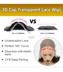13x6 Glueless Lace Front Wig Water Wave - 3D Cap Transparent Lace Human Hair Wig 150% Density