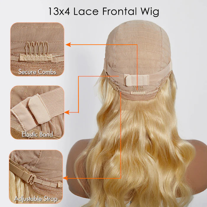 13x4 Lace Front Wig - Blonde Body Wave - 16-30 Inch Human Hair Wig 150% Density