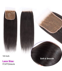 5x5 HD Lace Closure Body Wave - Natural Black Free Part Human Hair Closure 14-20 Inch