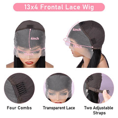 13x4 Transparent Lace Front Wig Pink - 12-30 Inch Virgin Human Hair Colored Wig