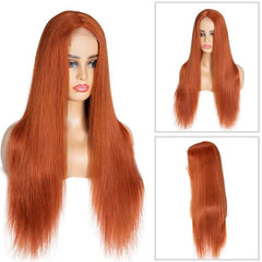 13x4 Transparent Lace Front Wig Ginger Orange - 12-30 Inch Virgin Human Hair Colored Wig
