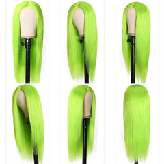 13x4 Transparent Lace Front Wig Green - 12-30 Inch Virgin Human Hair Colored Wig