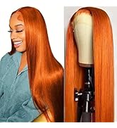 13x4 Transparent Lace Front Wig Ginger Orange - 12-30 Inch Virgin Human Hair Colored Wig
