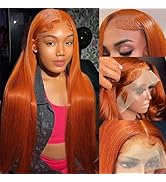 13x4 Transparent Lace Front Wig Ginger Orange - 12-30 Inch Virgin Human Hair Colored Wig