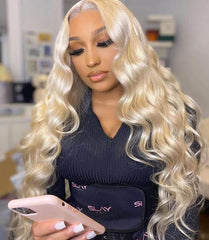 13x4 HD Lace Front Wig #613 Blonde - 200% Density Straight Human Hair Wig Pre-Plucked